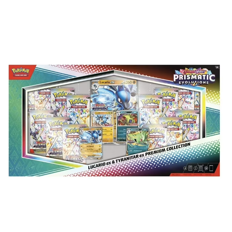 Pokemon Prismatic Evolutions Lucario ex & Tyranitar ex Premium Collection