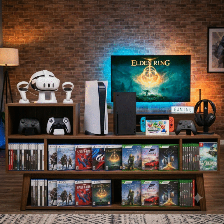 gaming consoles and games reserve room